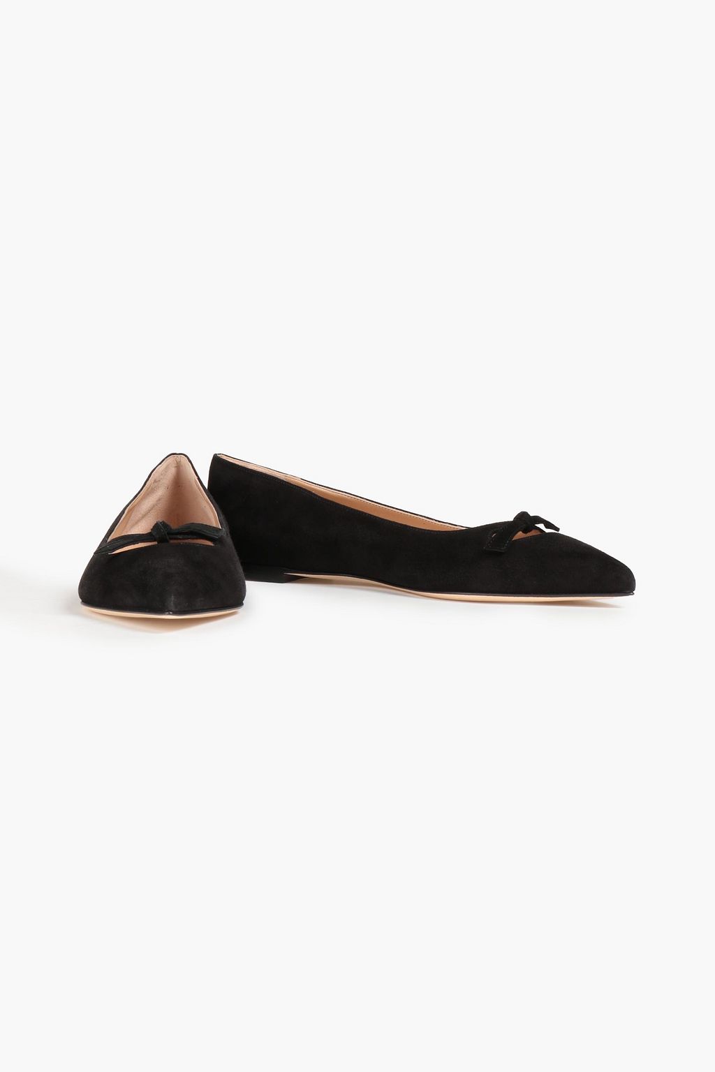 SERGIO ROSSI Bow-embellished cutout suede point-toe flats | THE OUTNET