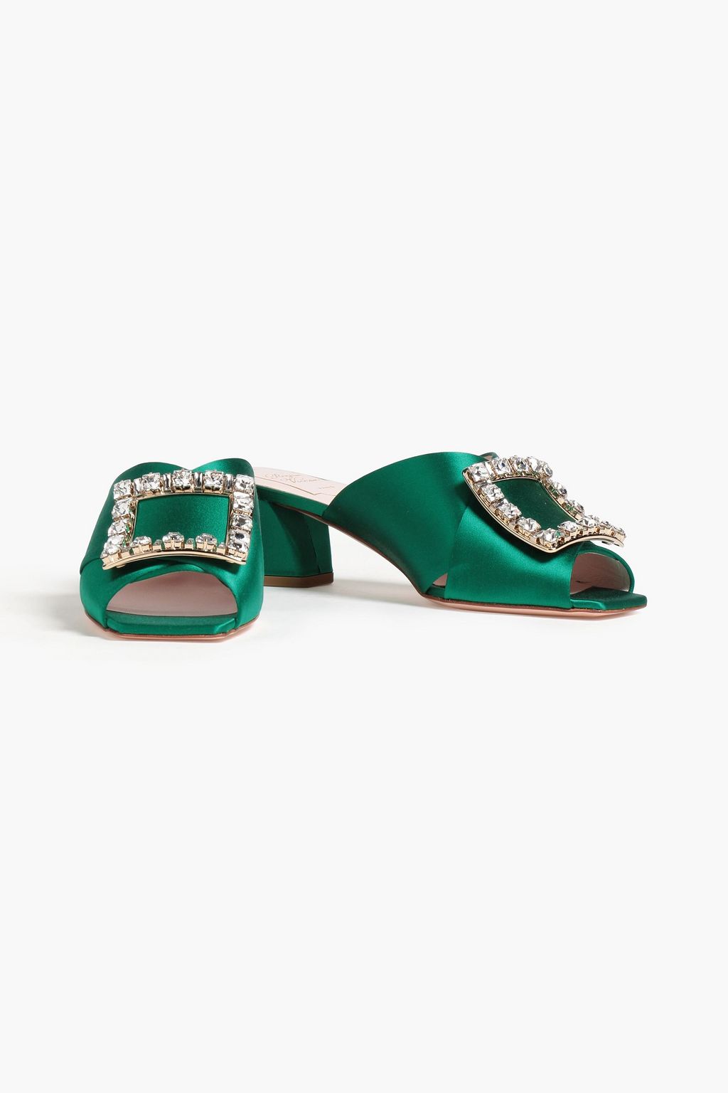 ROGER VIVIER Tres Vivier crystal-embellished satin mules