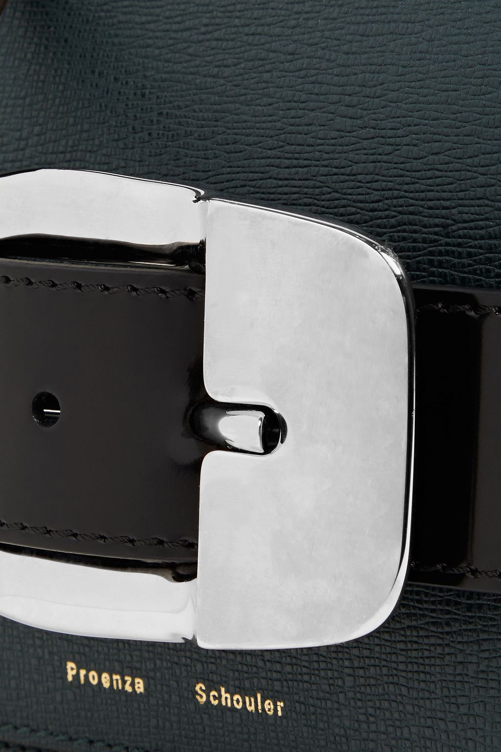 PROENZA SCHOULER Buckle small patent-trimmed textured-leather shoulder bag
