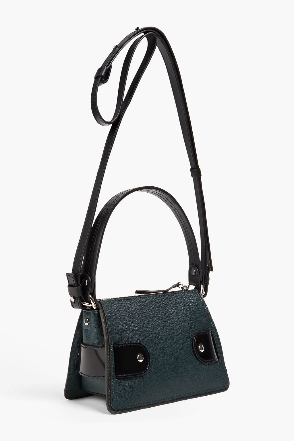 PROENZA SCHOULER Buckle small patent-trimmed textured-leather shoulder bag