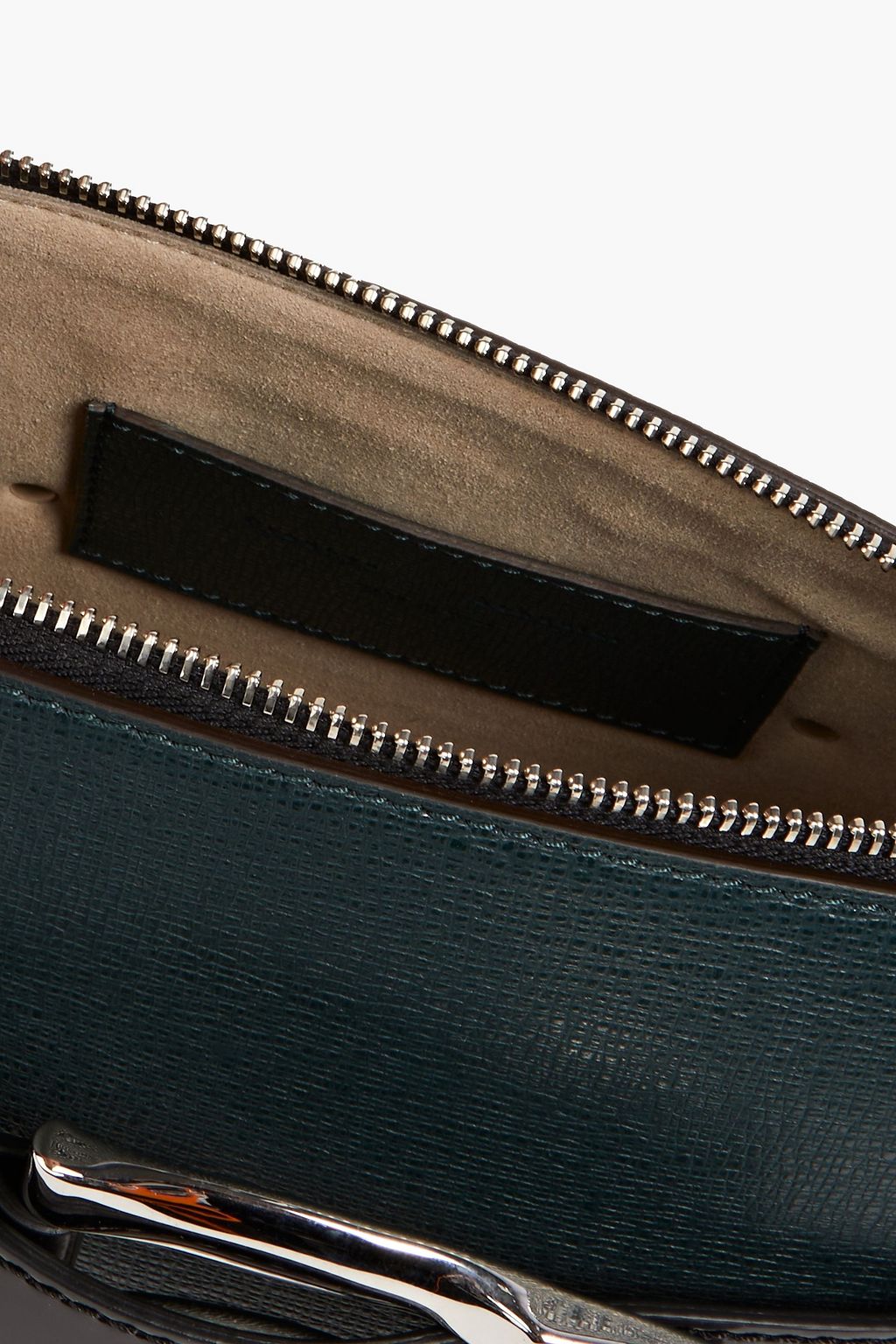 PROENZA SCHOULER Buckle small patent-trimmed textured-leather shoulder bag