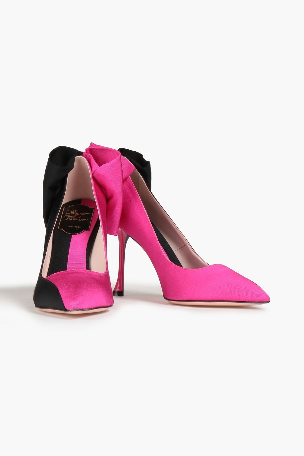 ROGER VIVIER حذاء بكعب عالٍ «بيبو» من القماش العثماني من لونين مزين بعقدة فيونكة