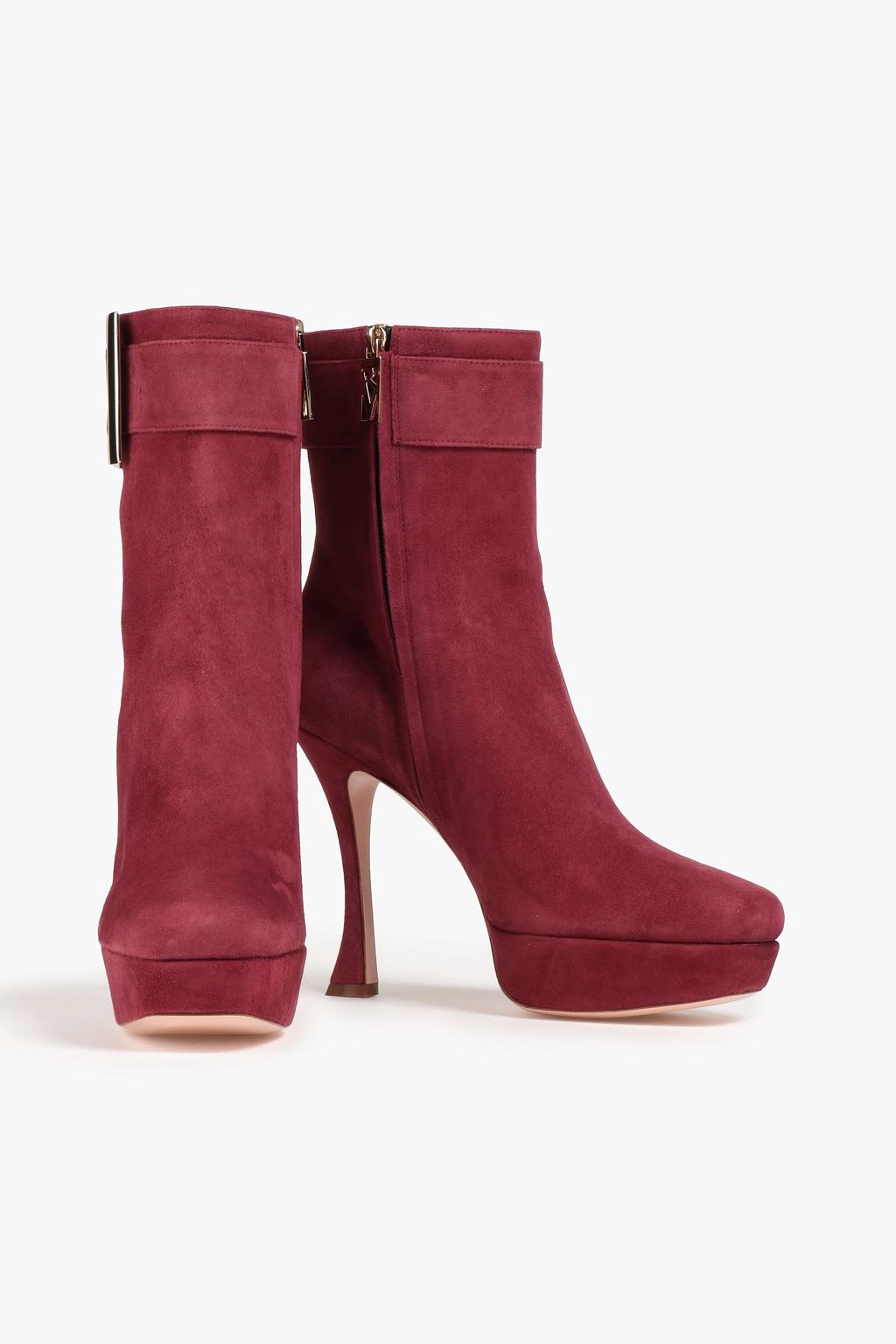 ROGER VIVIER Buckle-embellished suede platform ankle boots