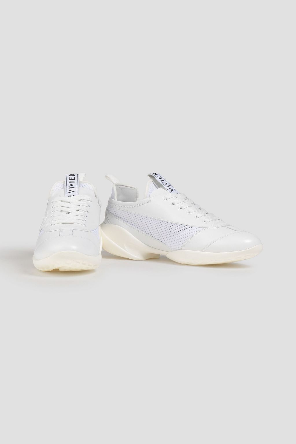ROGER VIVIER Viv Match embossed leather and mesh sneakers