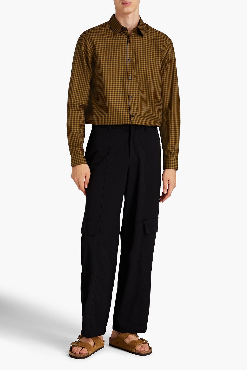 THEORY Irving checked cotton-jacquard shirt
