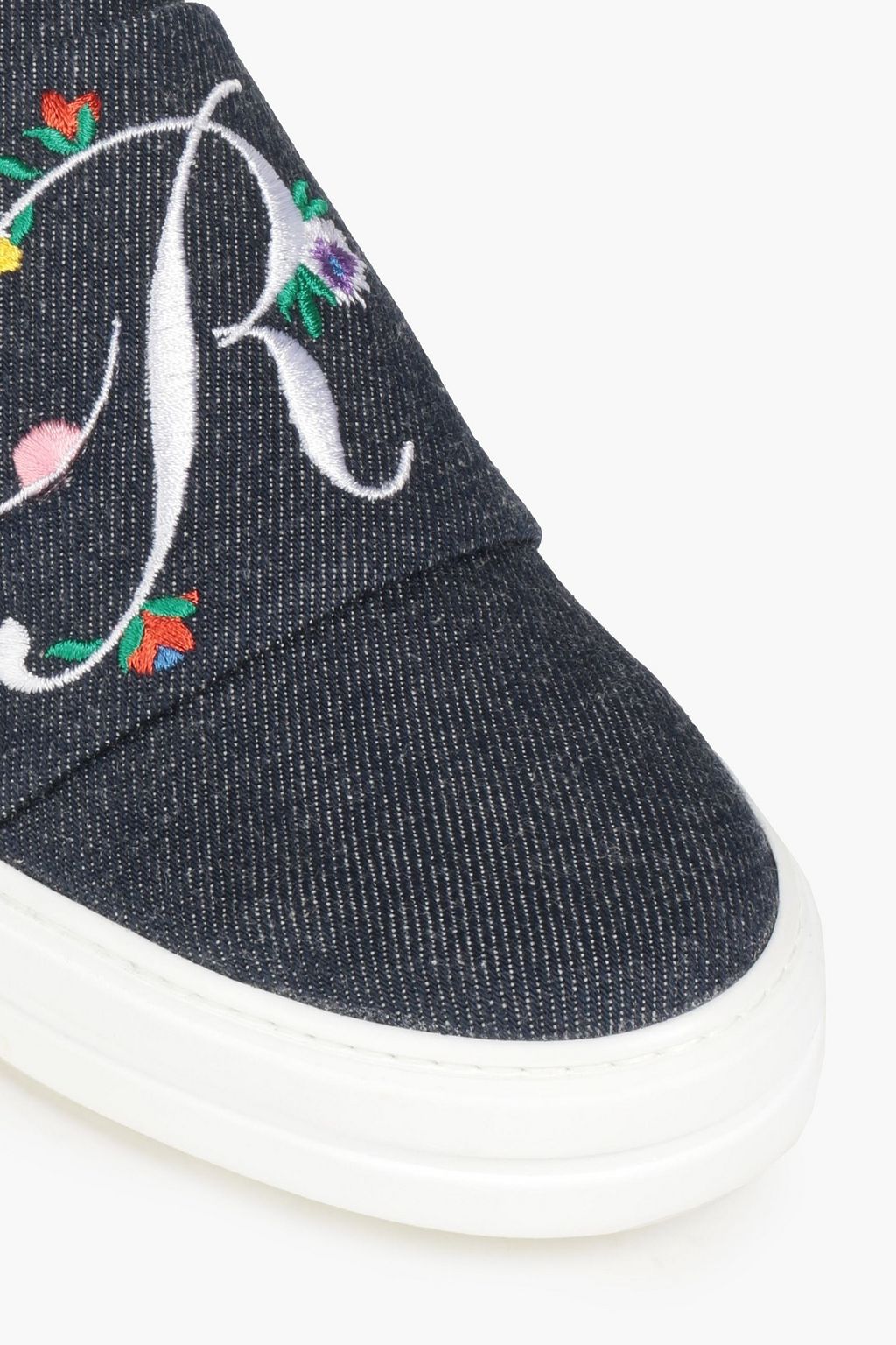 ROGER VIVIER Sneaky Viv Blooming embroidered denim slippers