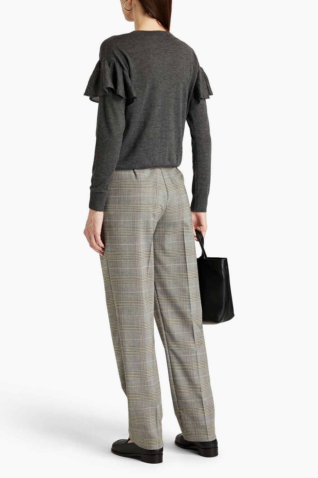 AUTUMN CASHMERE Ruffled mélange cashmere sweater