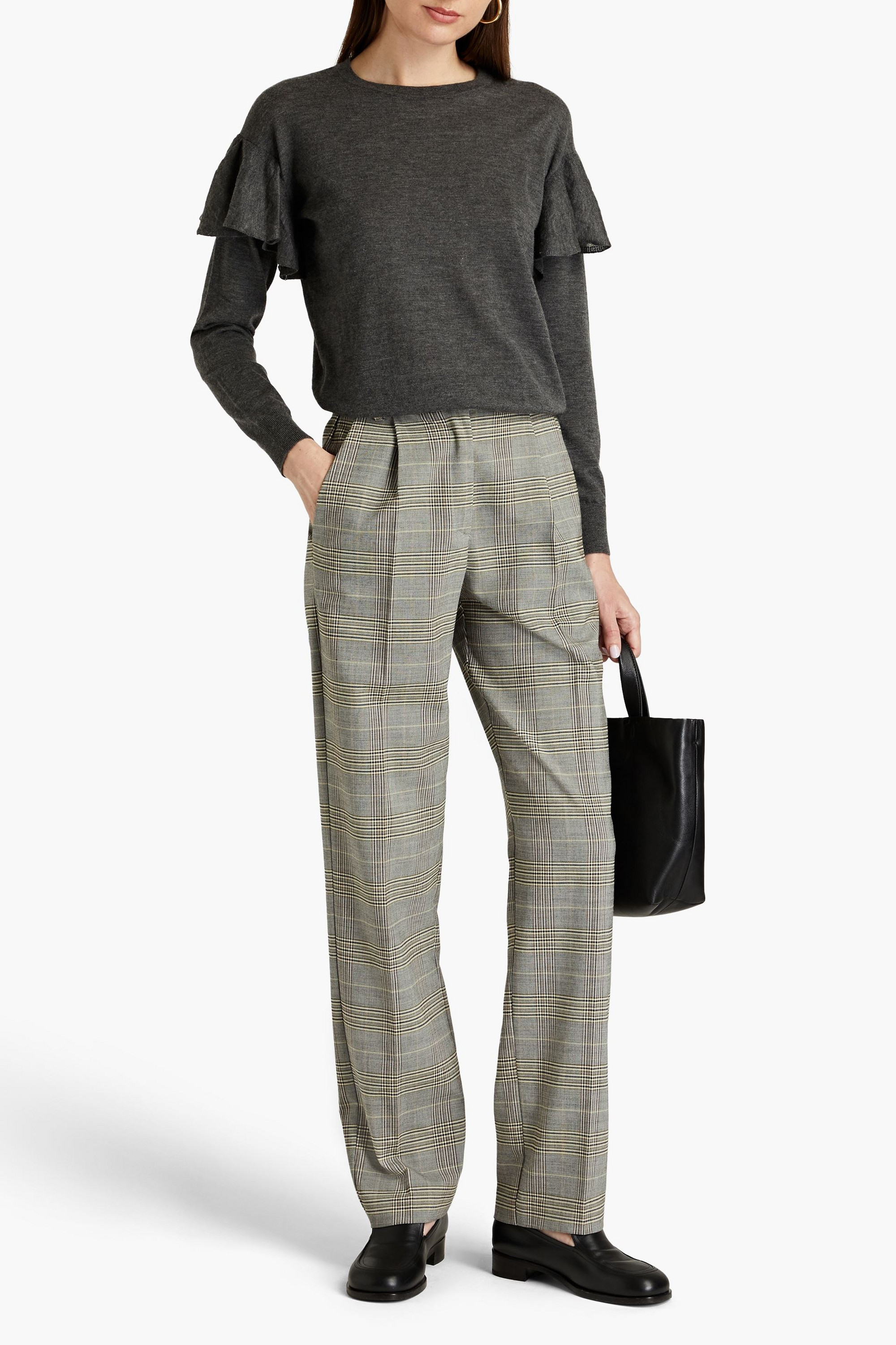 Autumn Cashmere Ruffled mélange cashmere sweater