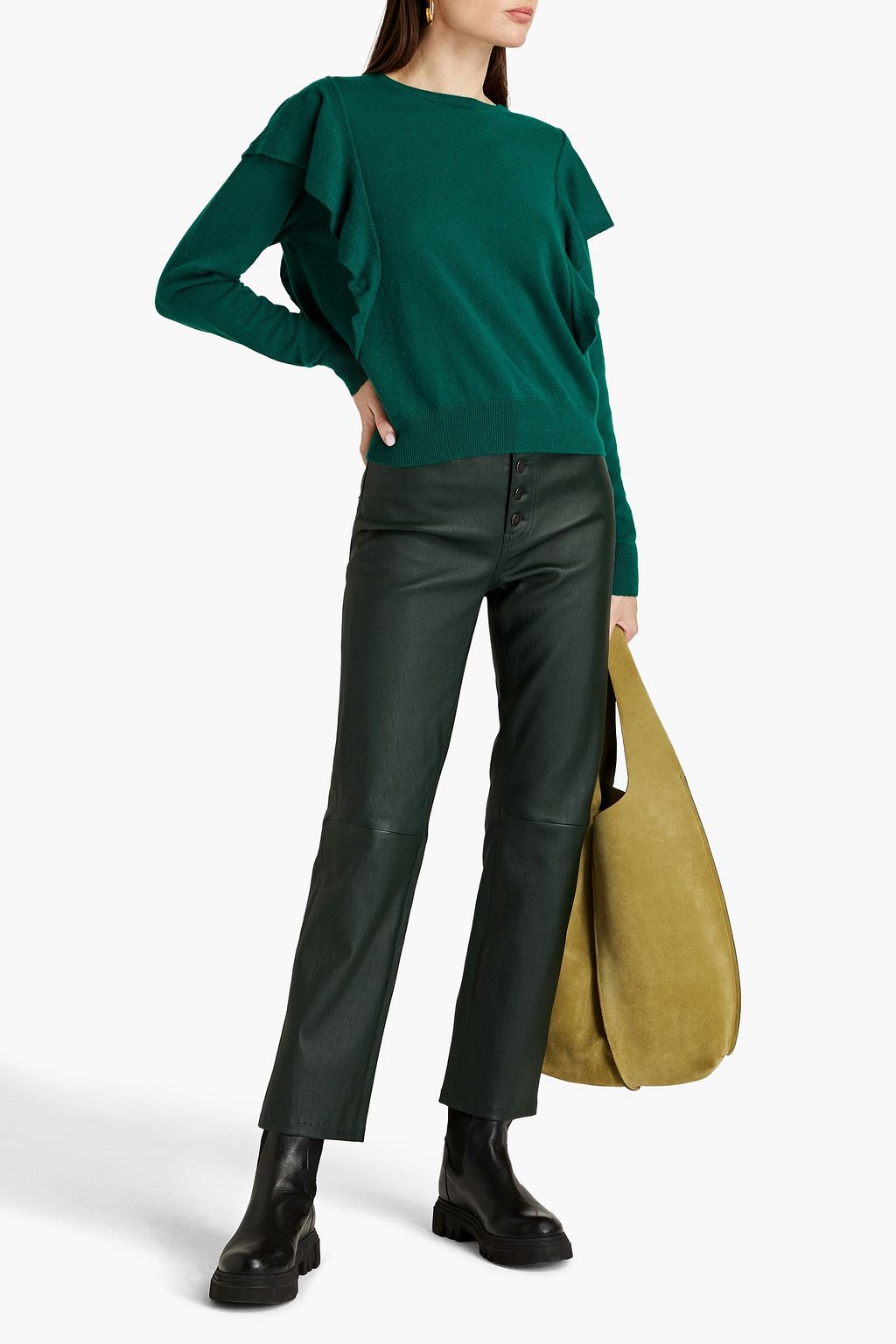 AUTUMN CASHMERE Ruffled cashmere sweater