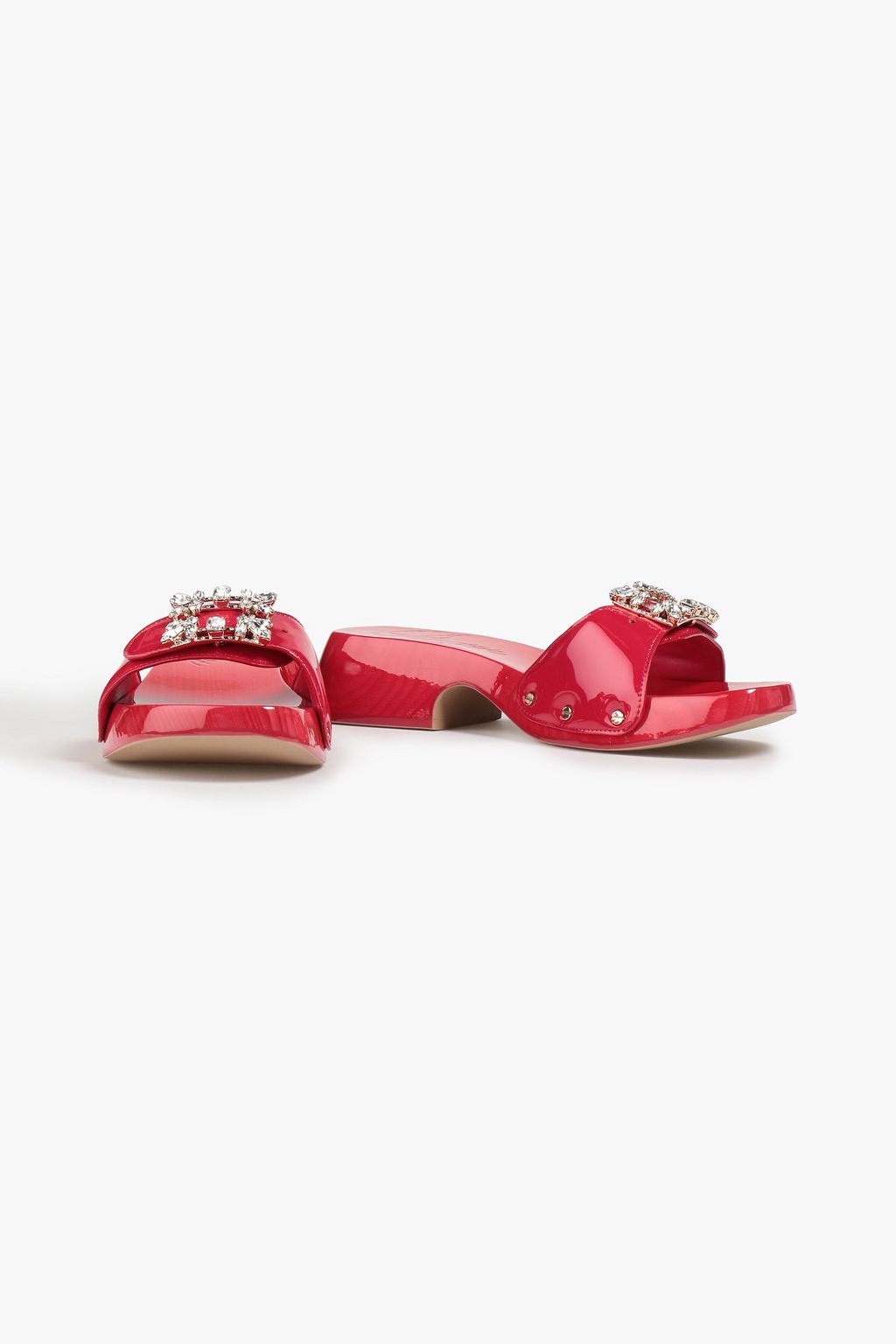 ROGER VIVIER Viv パテントレザー ミュール クリスタル付き