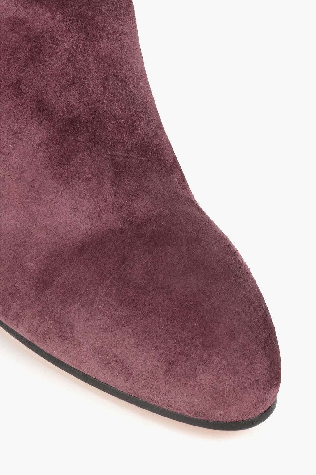 RED(V) Studded buckled leather and nubuck thigh boots