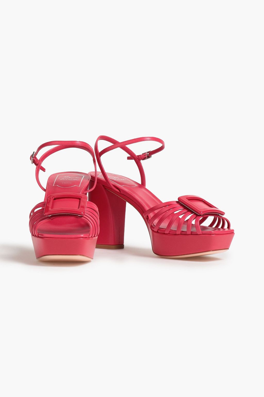 ROGER VIVIER Buckle-embellished leather platform sandals