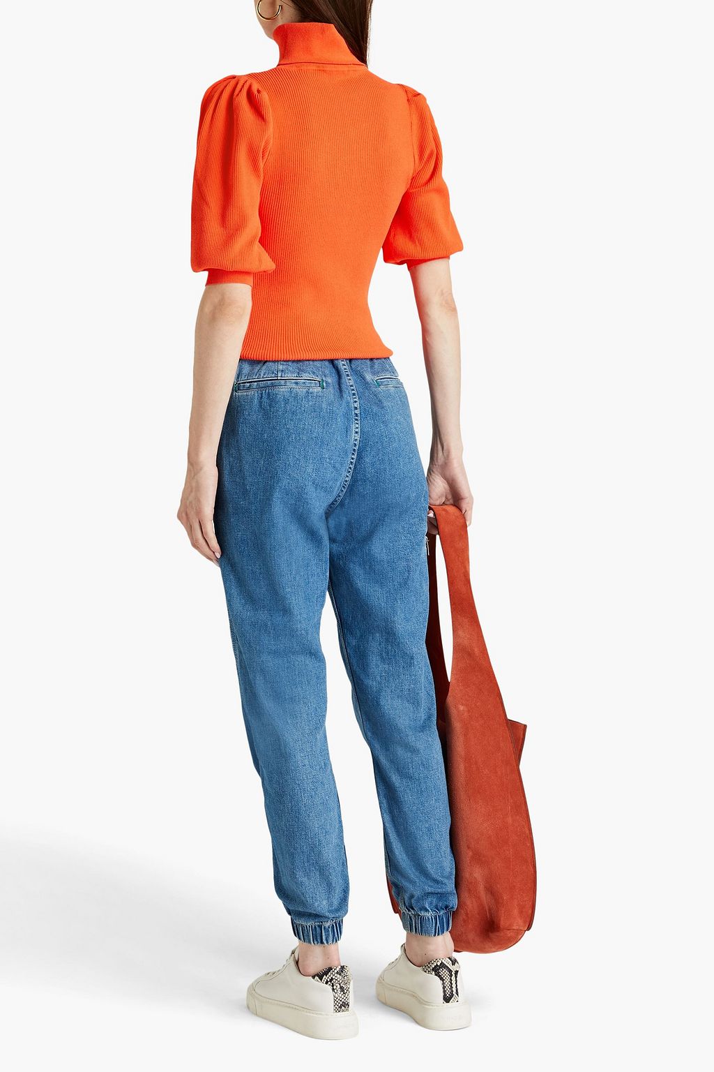 AUTUMN CASHMERE Ribbed bouclé-knit turtleneck sweater