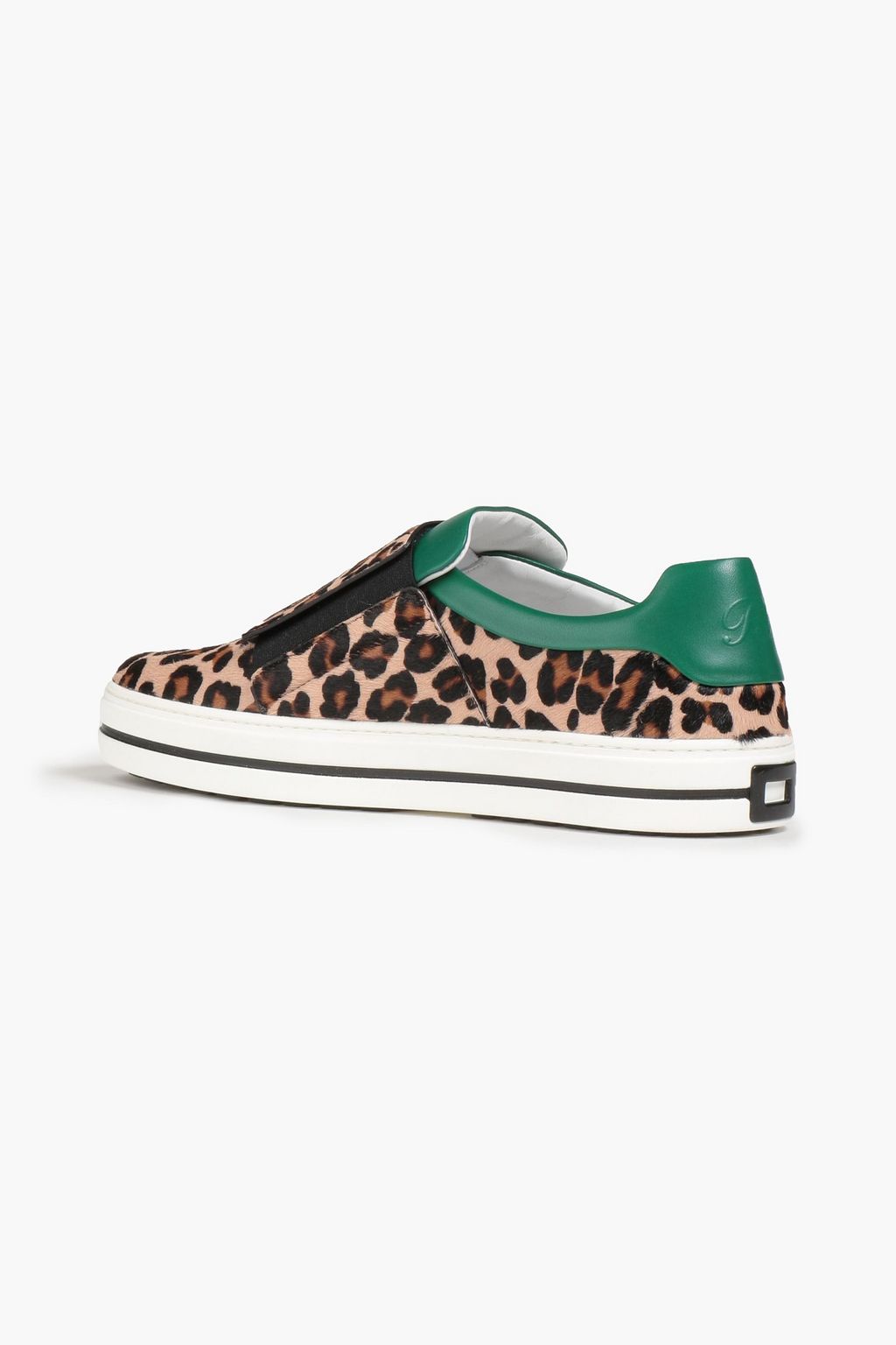 ROGER VIVIER Leopard-print calf-hair slip-on sneakers