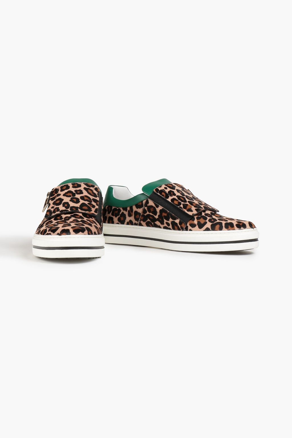 ROGER VIVIER Leopard-print calf-hair slip-on sneakers