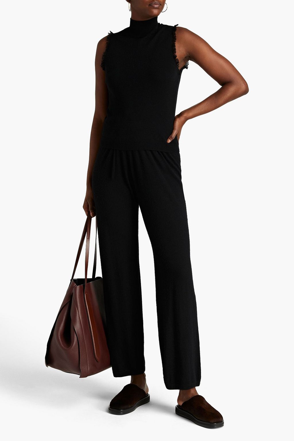 AUTUMN CASHMERE Frayed cashmere turtleneck vest