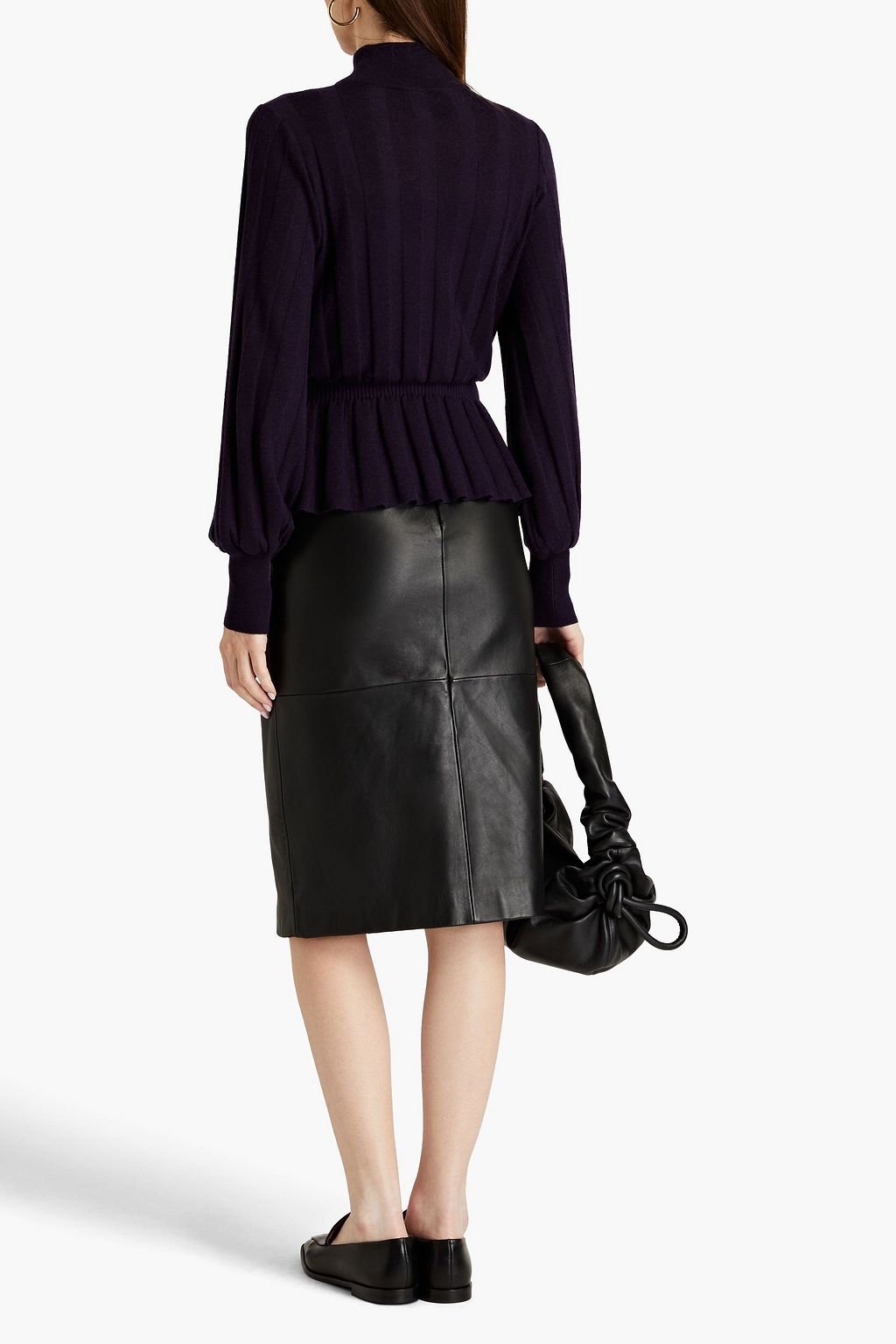 AUTUMN CASHMERE Ribbed cashmere peplum turtleneck sweater