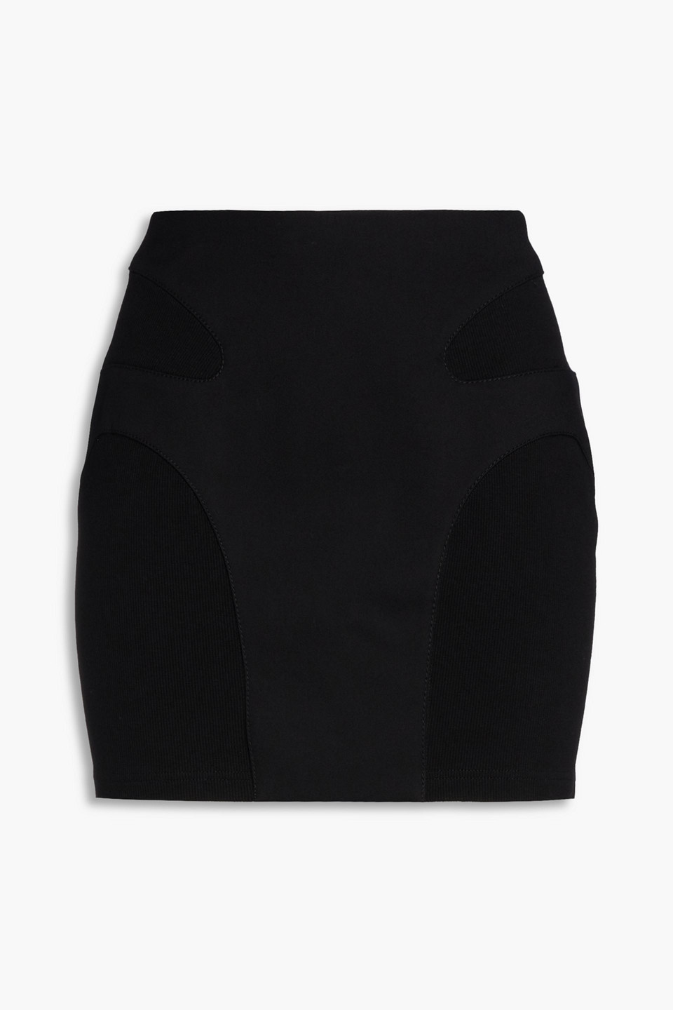 Dion Lee - Ribbed jersey-paneled cotton-blend mini skirt - Black - UK 10