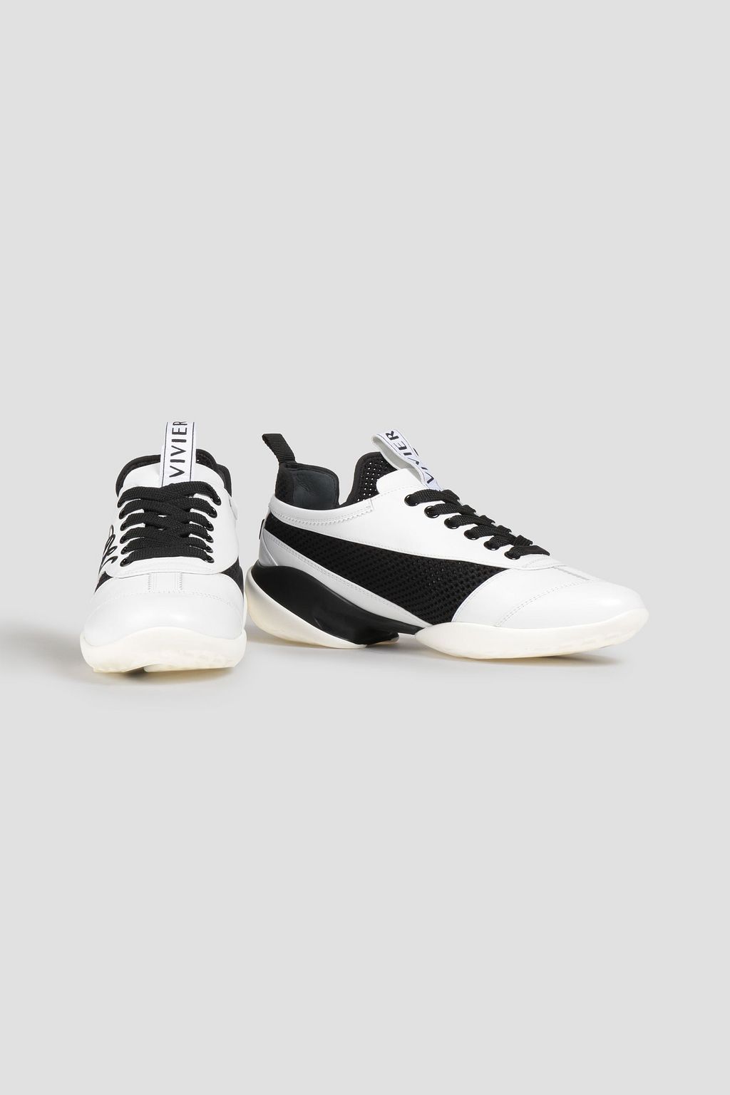 ROGER VIVIER Viv Match embossed leather and mesh sneakers