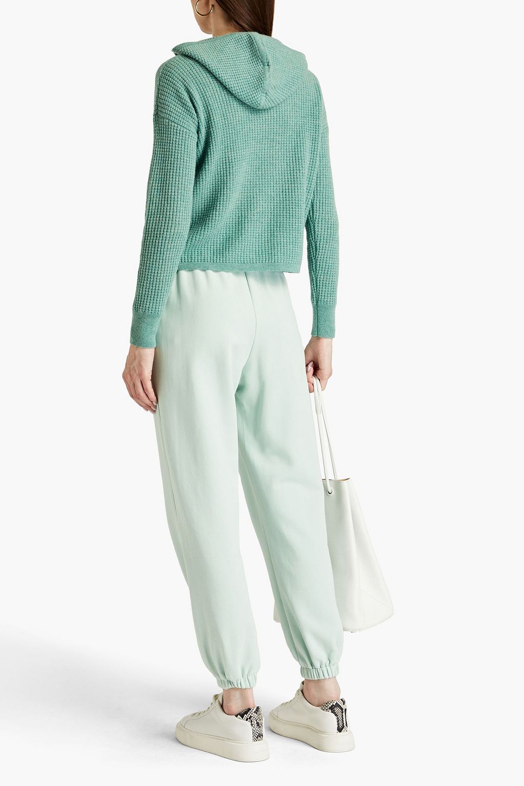AUTUMN CASHMERE Mélange waffle-knit cashmere hoodie