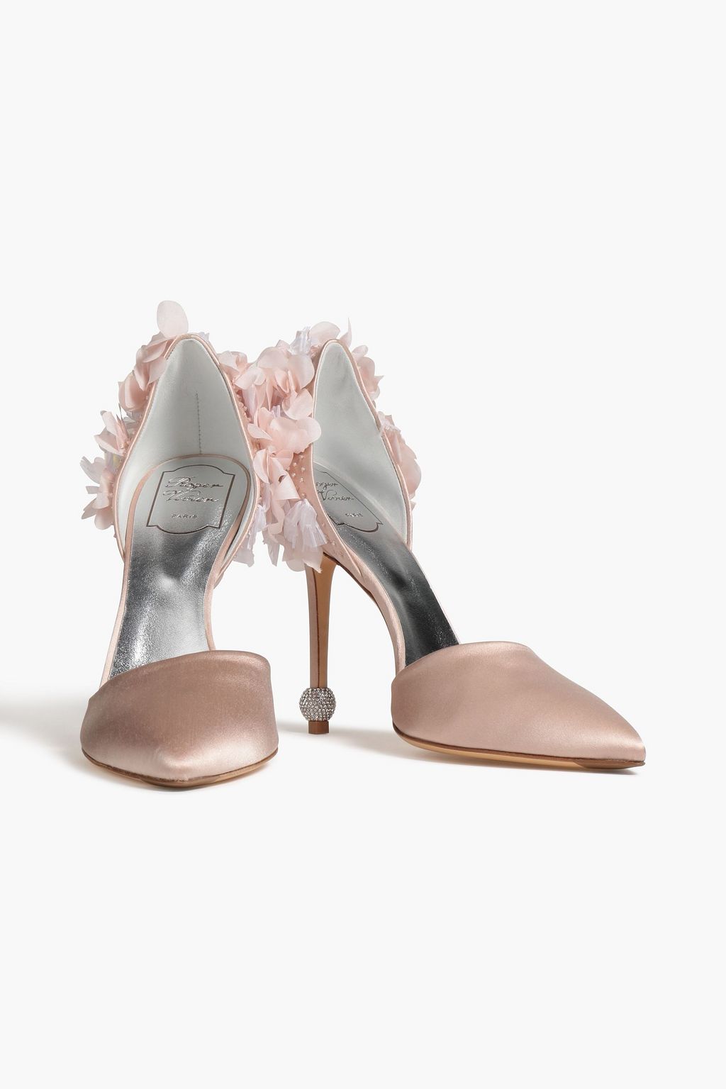ROGER VIVIER Marlene Petals floral-appliquéd satin pumps