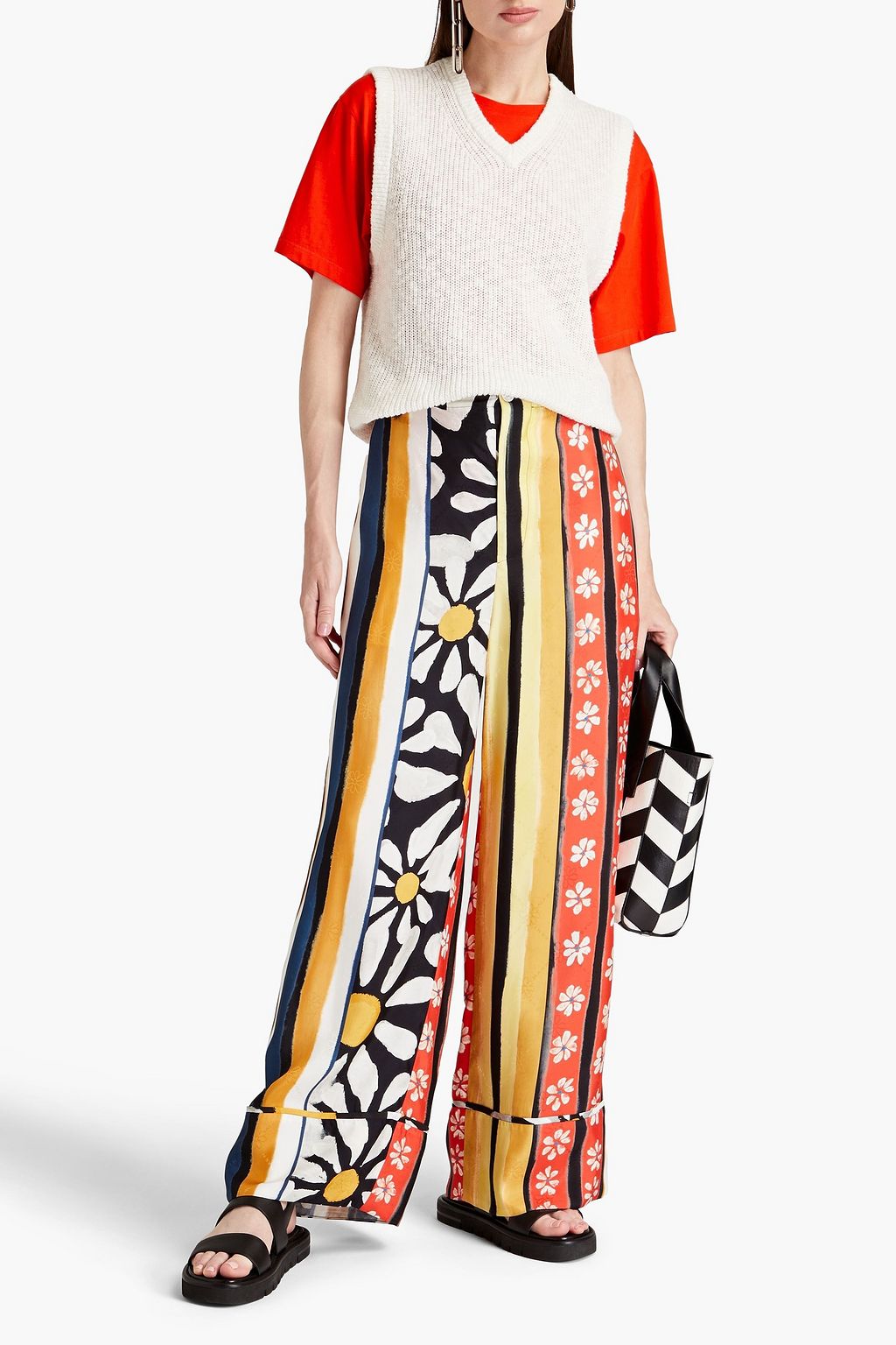 MARNI Printed jacquard wide-leg pants