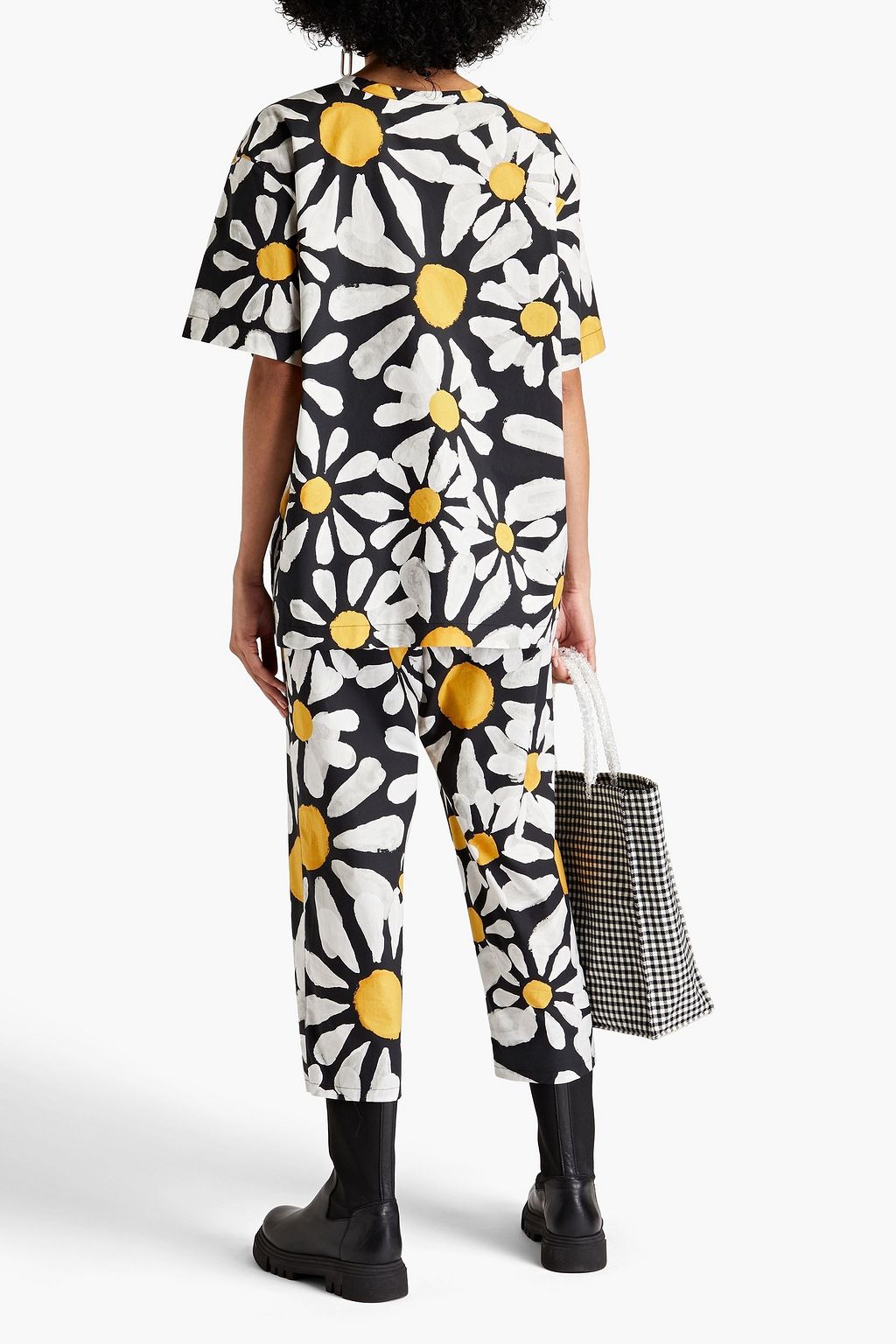 MARNI Cropped floral-print cotton-poplin tapered pants