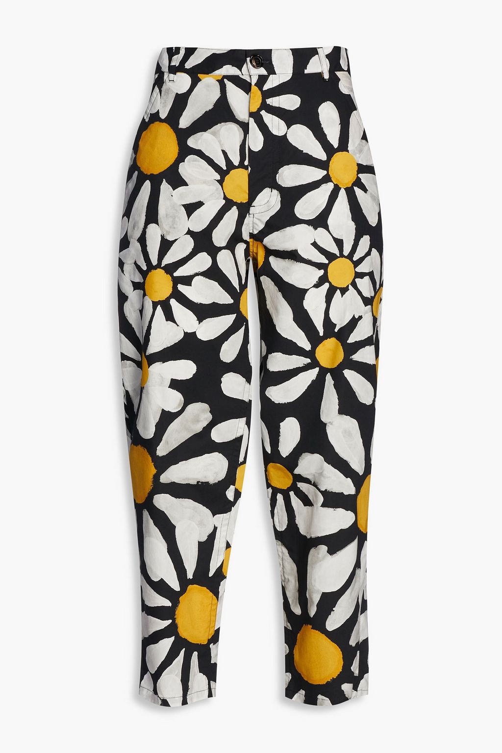 MARNI Cropped floral-print cotton-poplin tapered pants