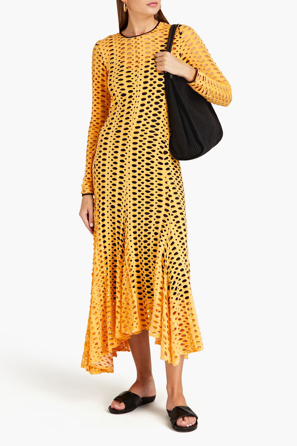BY MALENE BIRGER ストレッチジャージー ミディワンピース アシンメトリー レーザーカット