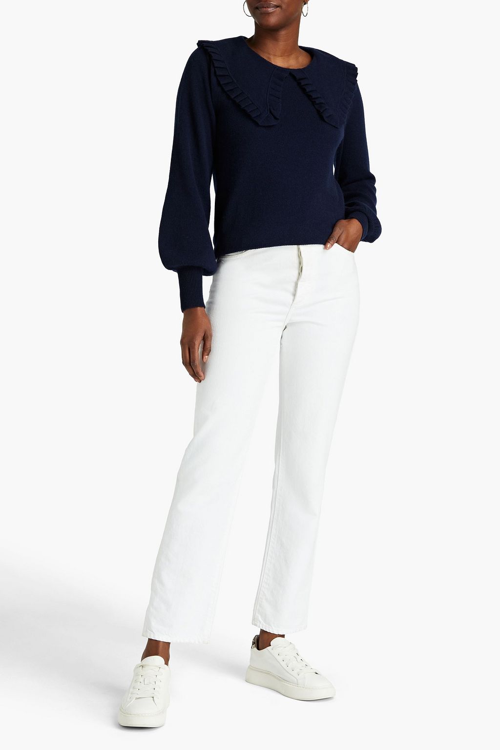 AUTUMN CASHMERE Ruffle-trimmed cashmere sweater