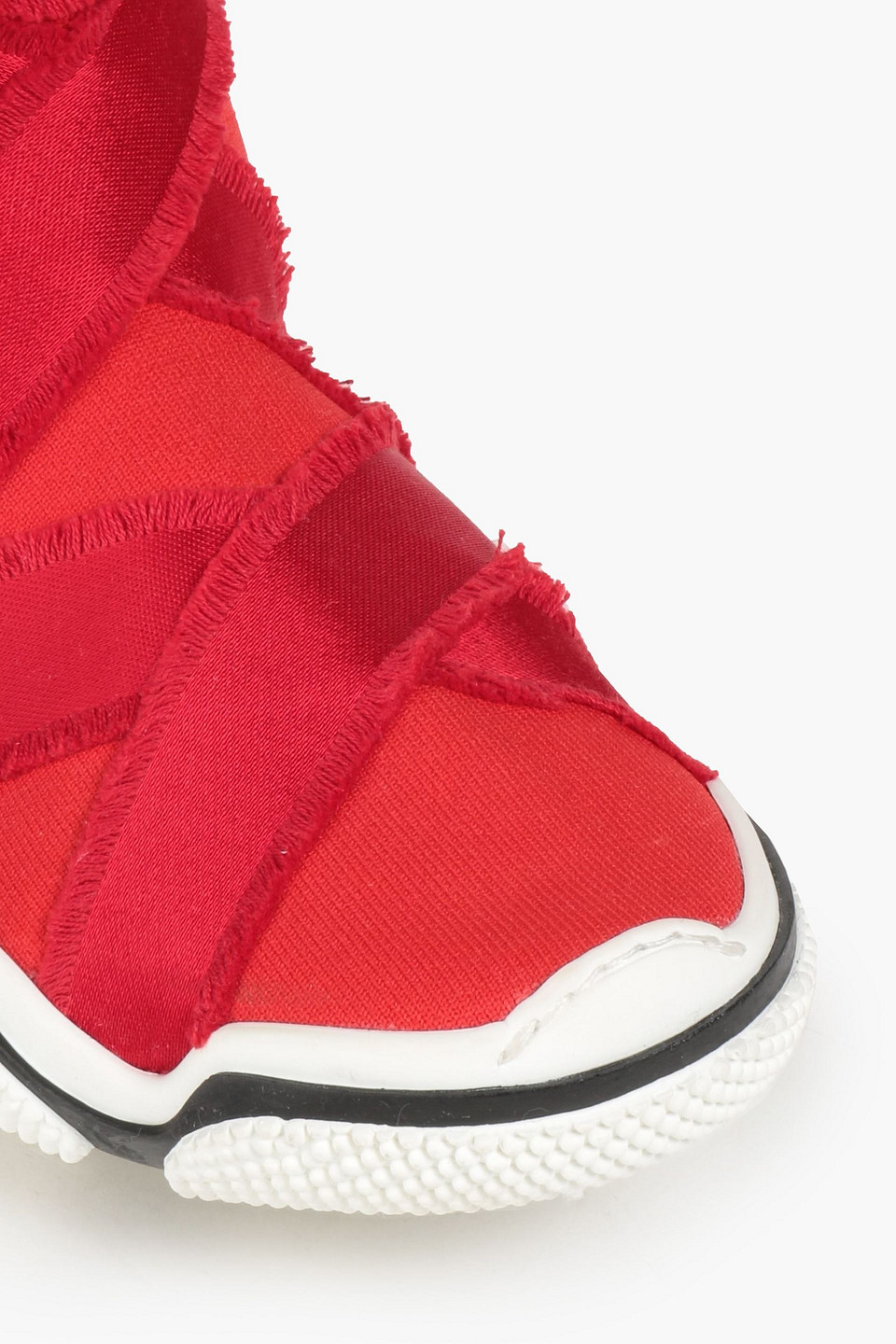 Shop Red Valentino Glam Run Satin-trimmed Stretch-knit High-top Sneakers In Red