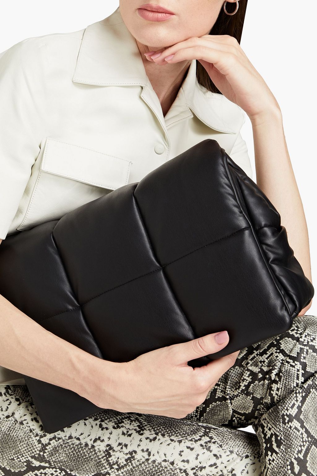 STAND STUDIO Wanda quilted faux leather clutch