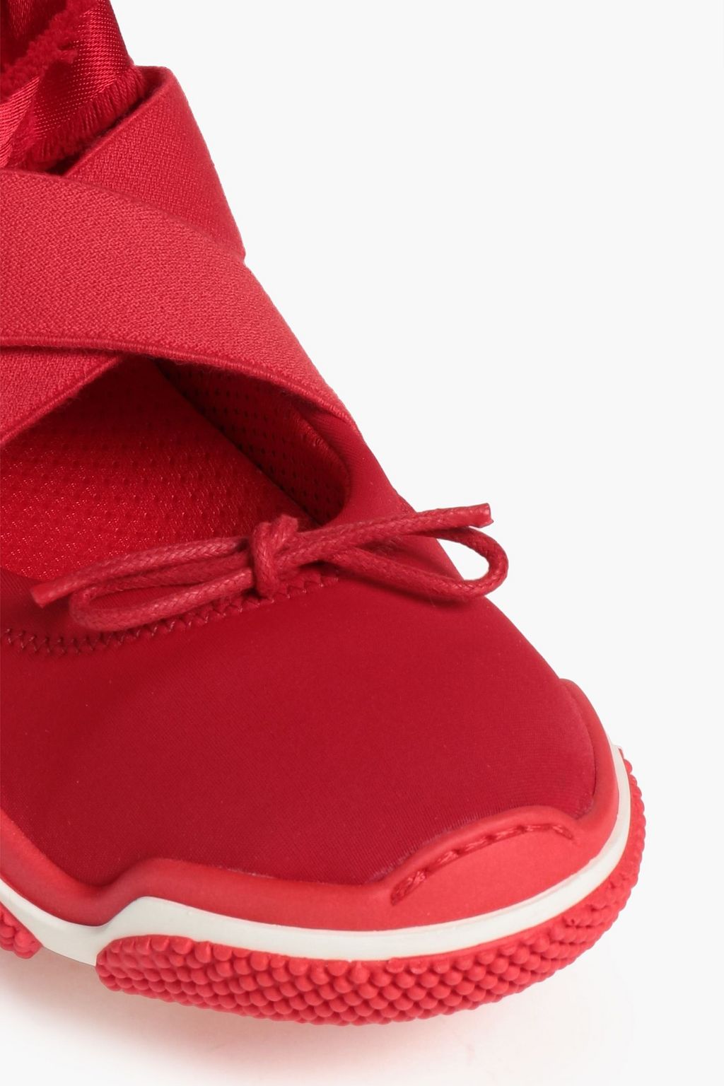 RED(V) Leather-trimmed neoprene sneakers