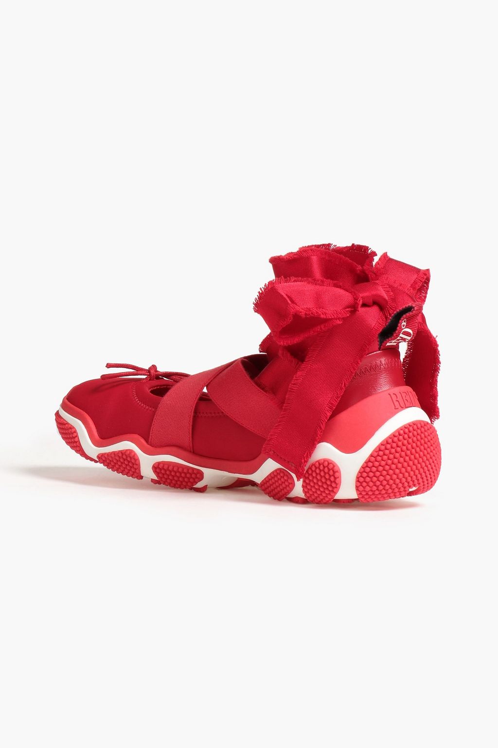 RED(V) Leather-trimmed neoprene sneakers