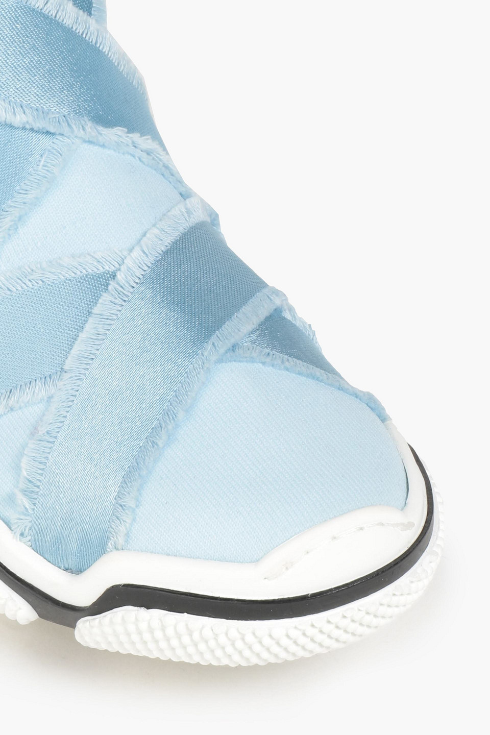 Shop Red Valentino Glam Run Satin-trimmed Stretch-knit High-top Sneakers In Light Blue