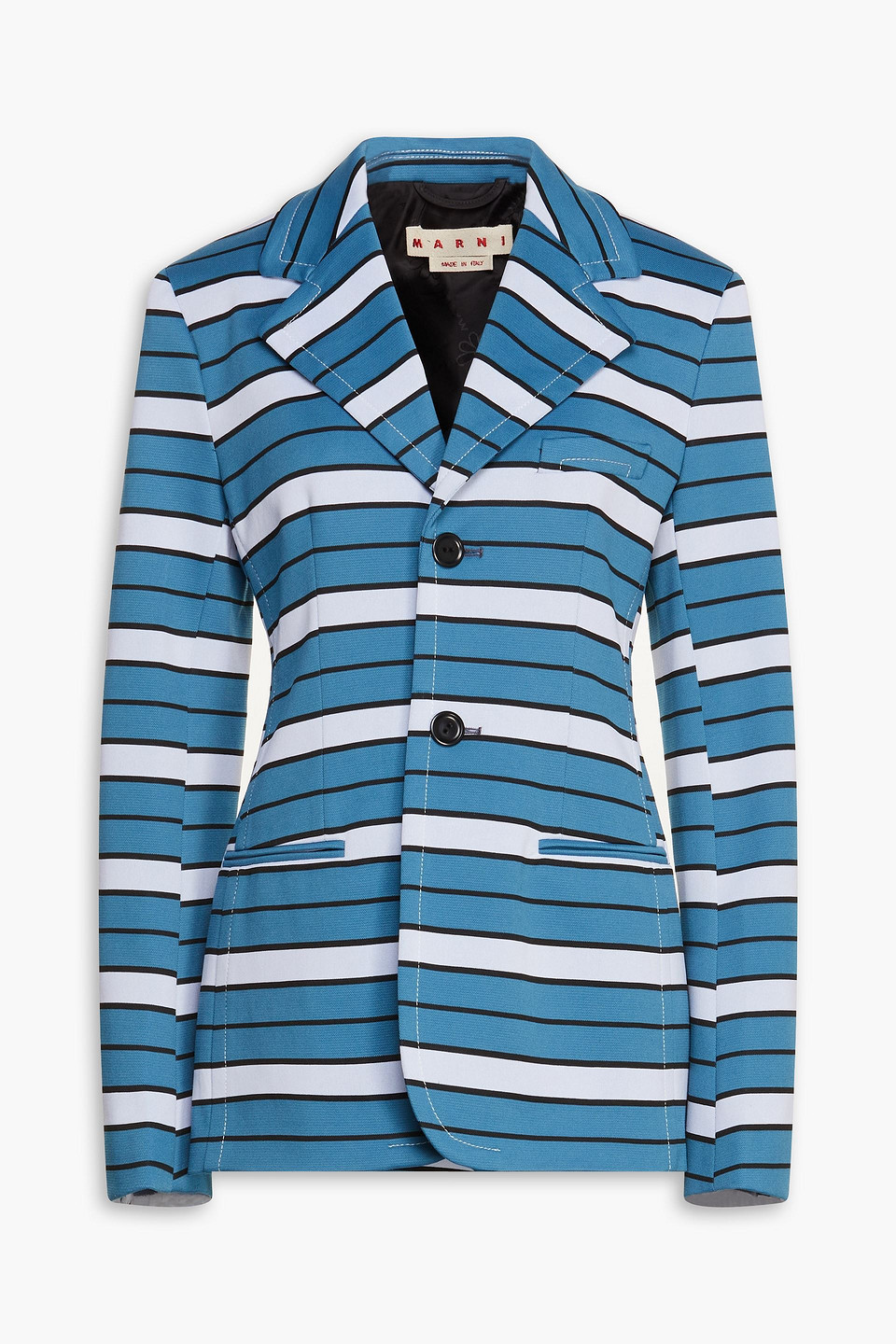 Marni Striped Ponte Blazer In Slate Blue