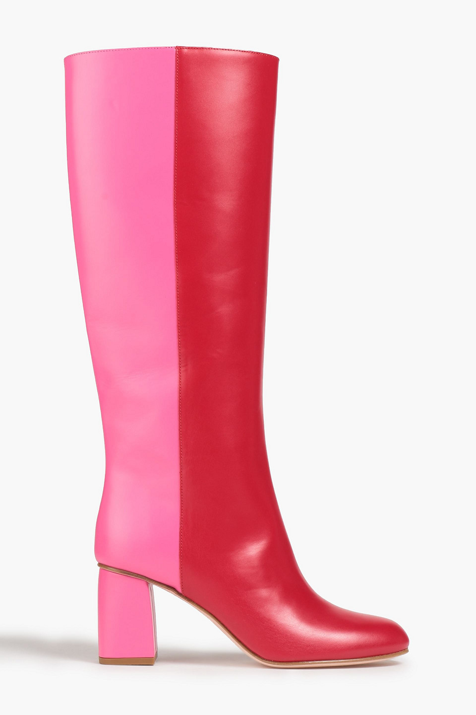 Red Valentino Two-tone Leather Knee Boots In Red