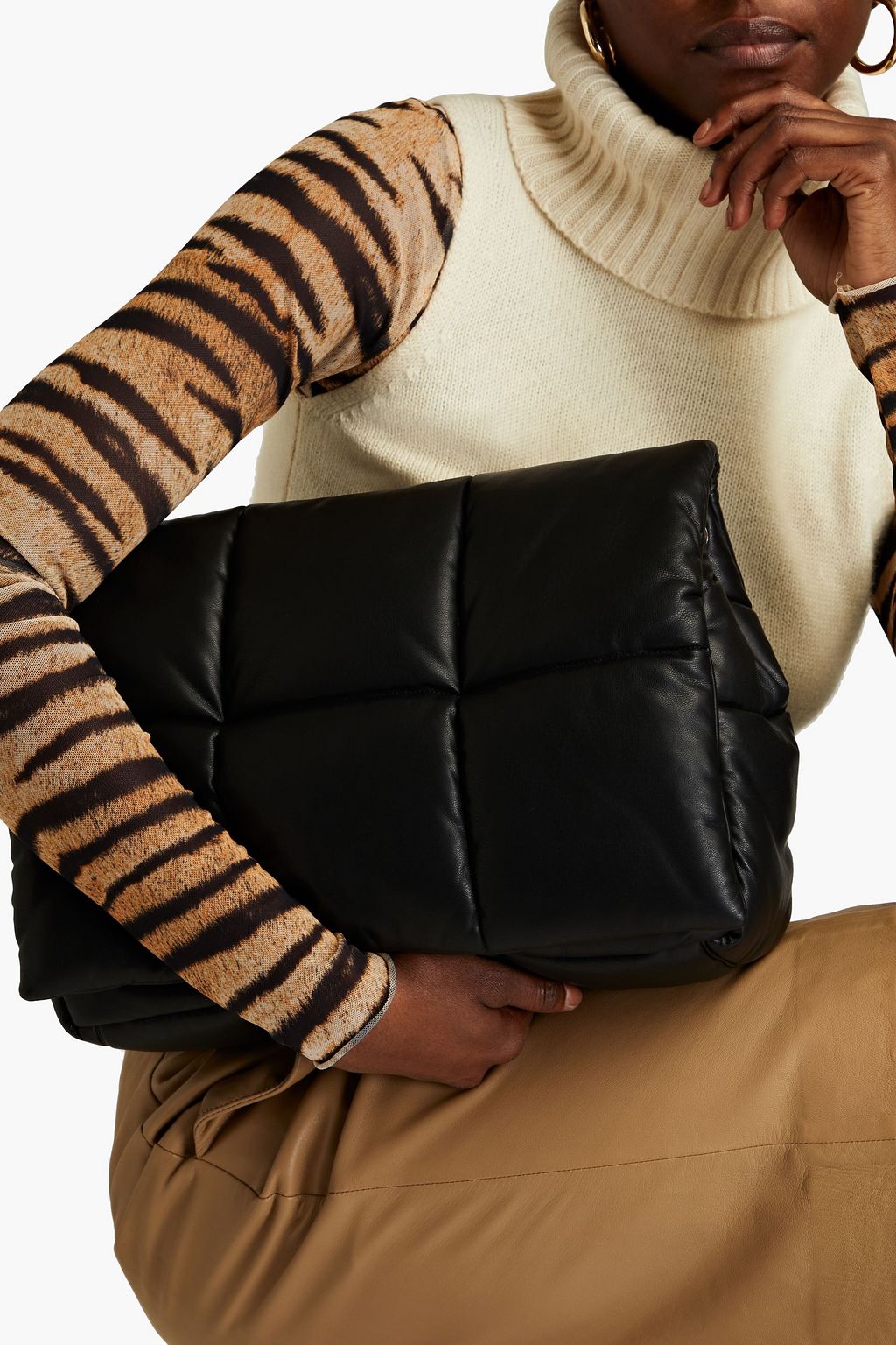 STAND STUDIO Wanda quilted faux leather clutch