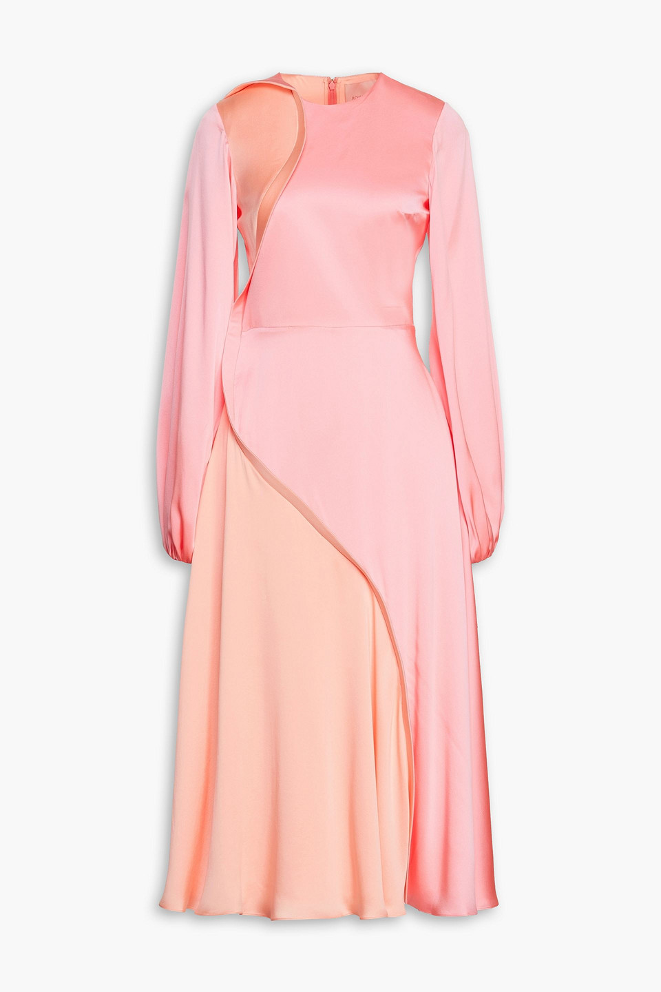 Roksanda Two-tone Washed-silk Midi Dress In Pink