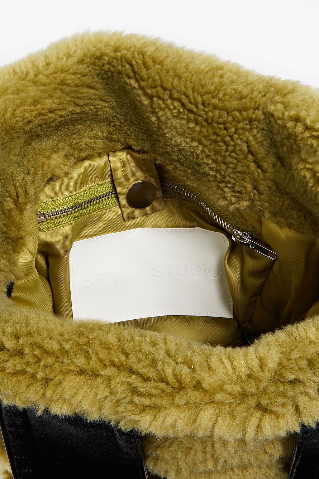 STAND STUDIO Lucille two-tone faux shearling tote