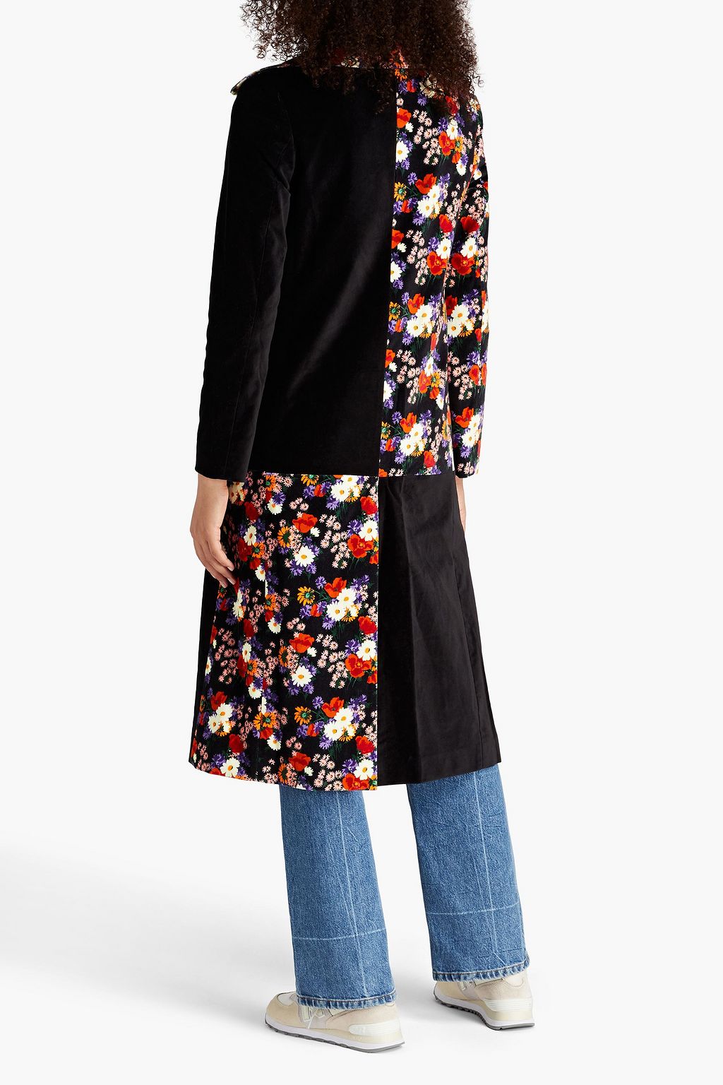 STAUD Candice floral-print cotton-blend velvet coat