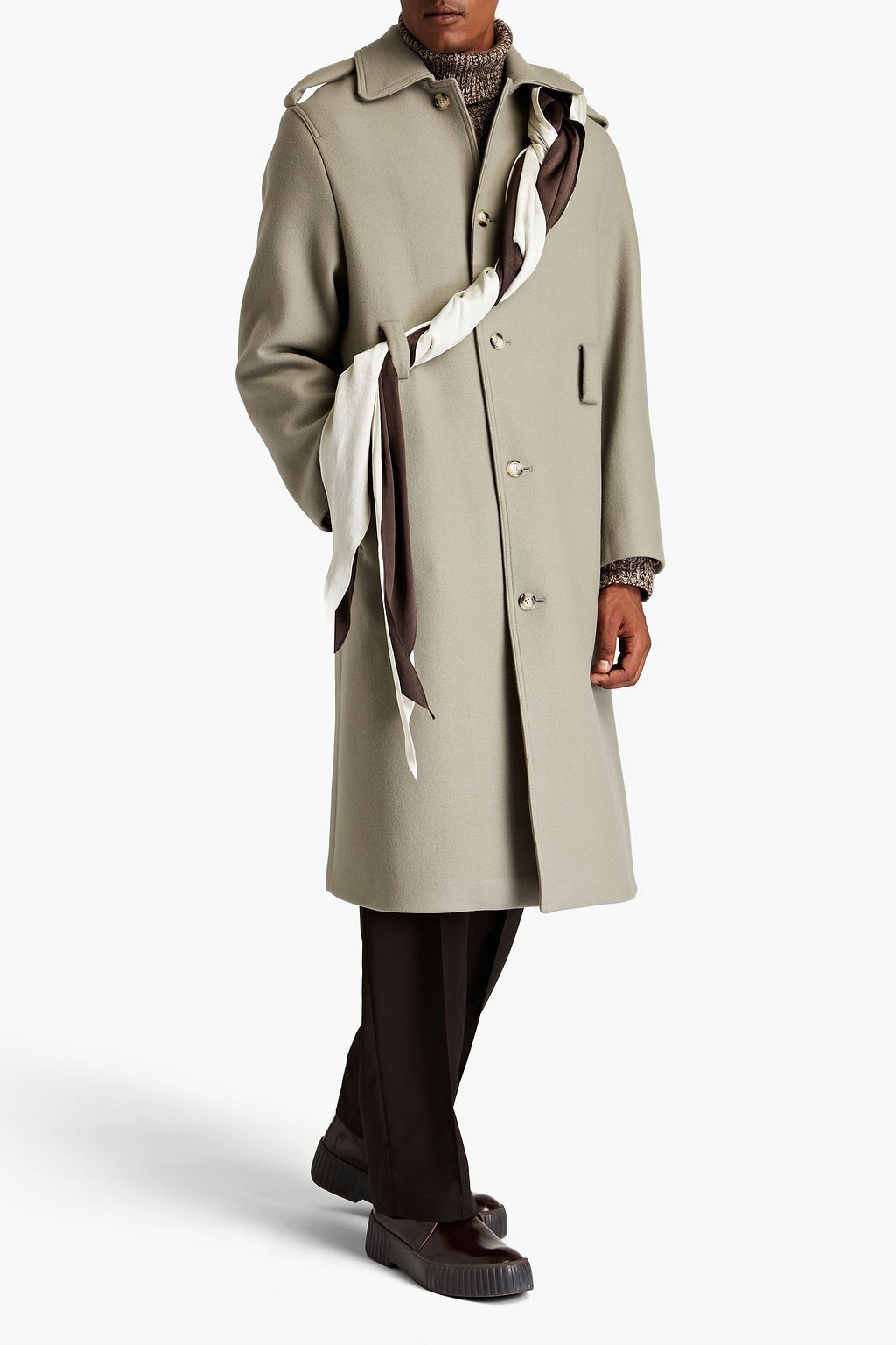NANUSHKA Satin-trimmed felt coat