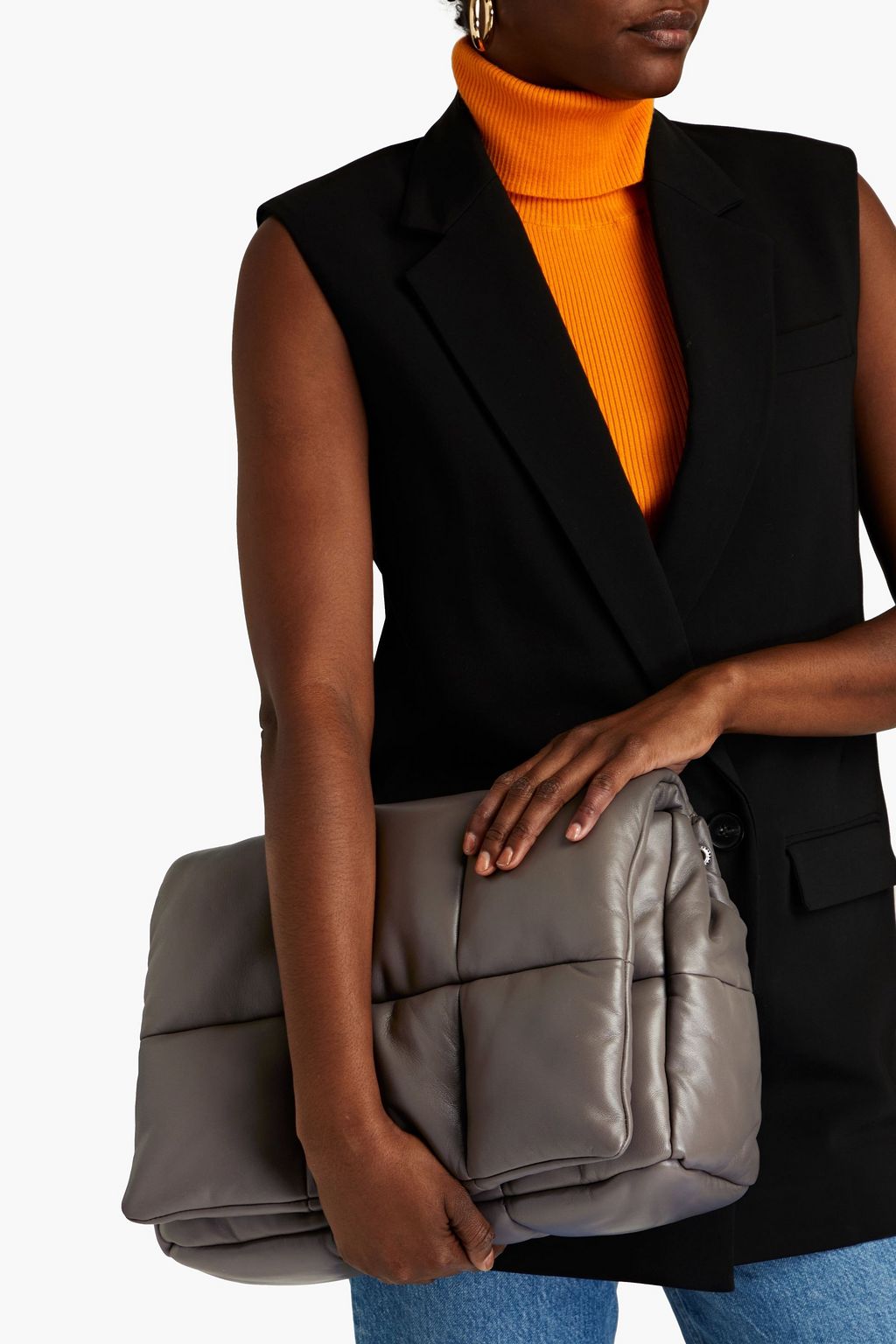 STAND STUDIO Wanda quilted leather clutch