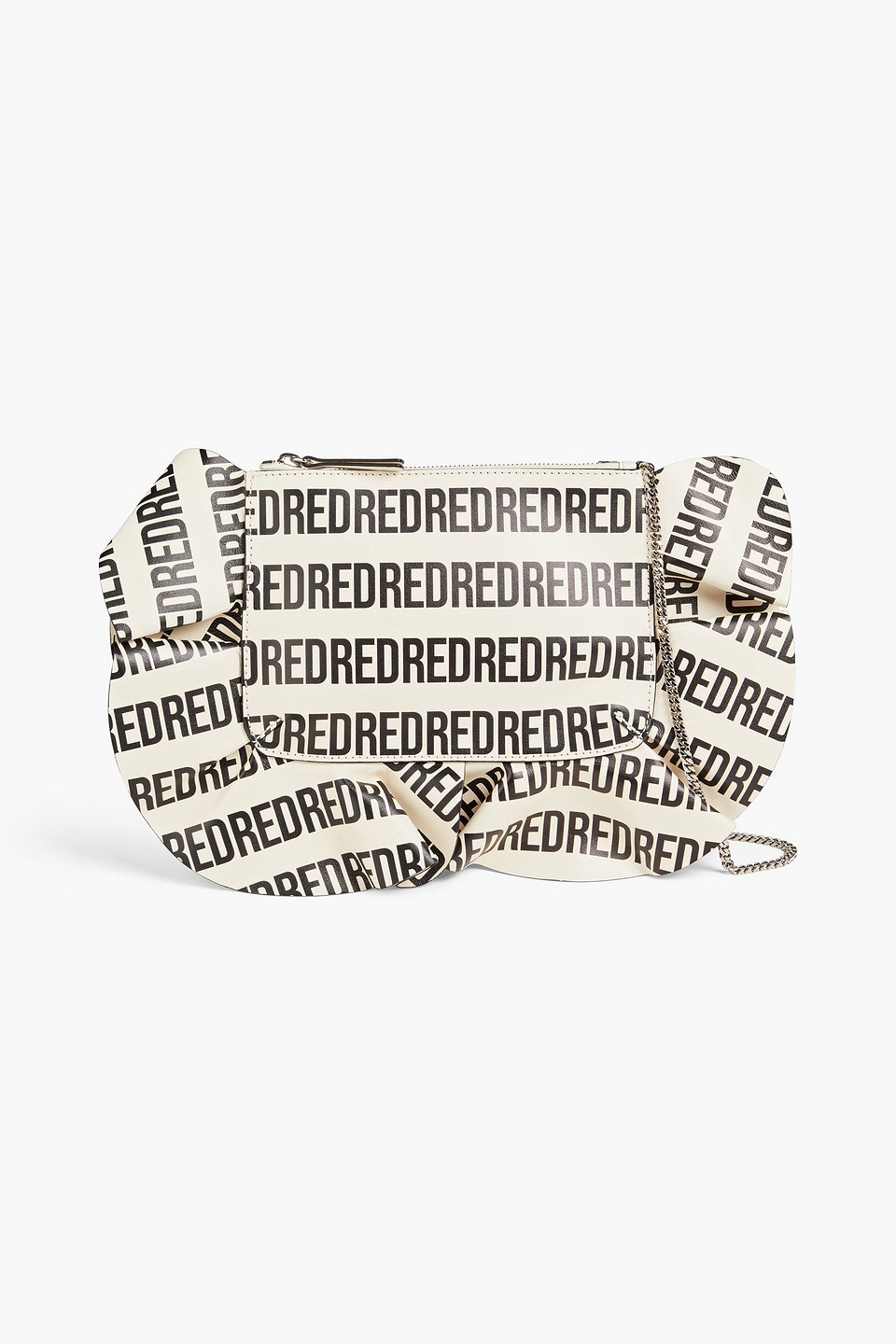 Redv Ruffled Printed Leather Shoulder Bag In Ivory