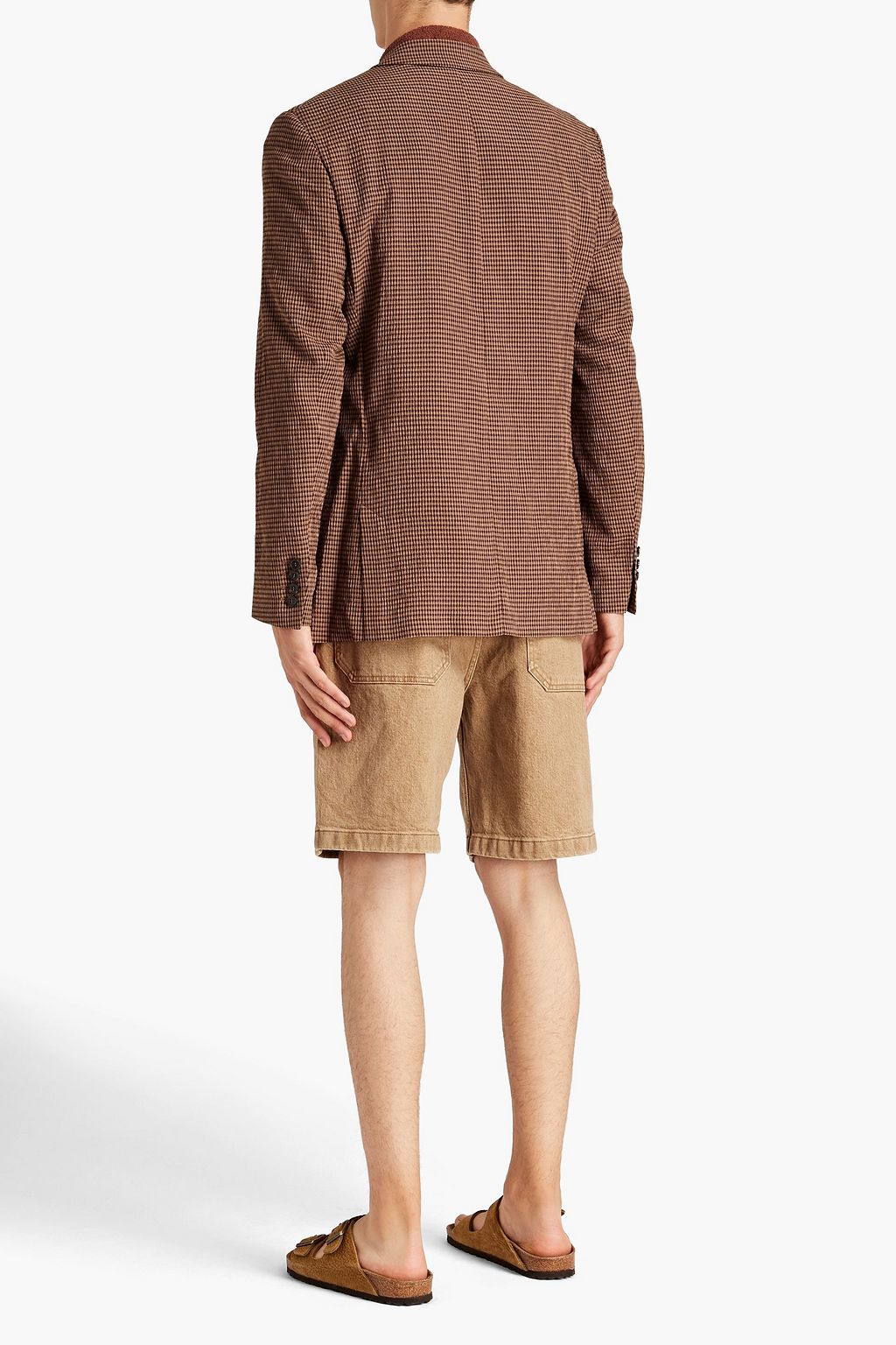 NANUSHKA Gael double-breasted checked hammered jacquard jacket
