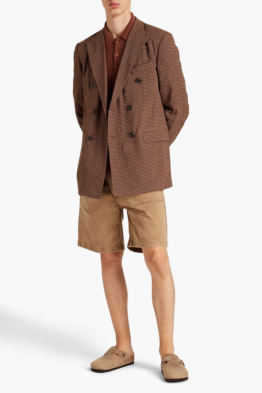 NANUSHKA Gael double-breasted checked hammered jacquard jacket