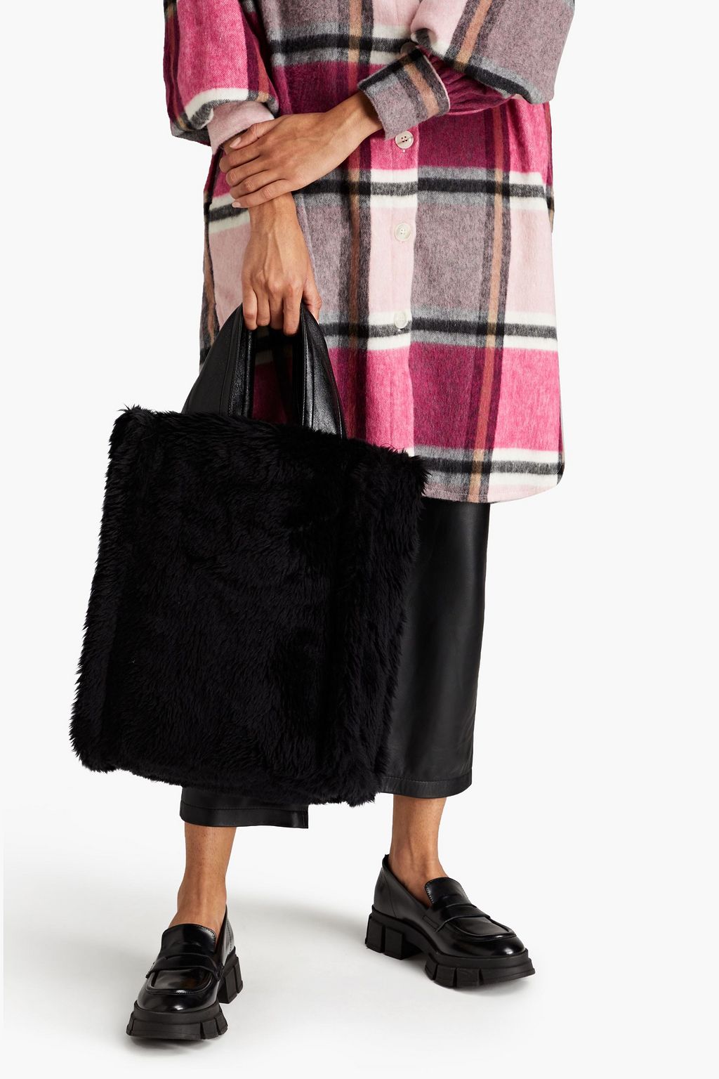 STAND STUDIO Leia faux shearling tote