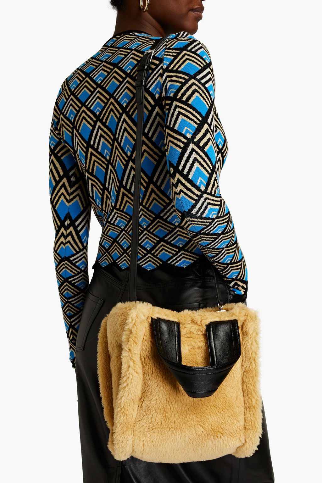 STAND STUDIO Lucille two-tone faux shearling tote