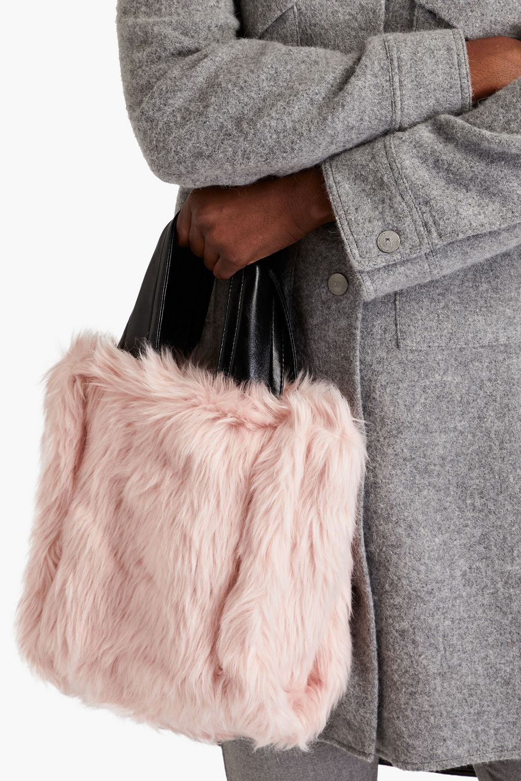 STAND STUDIO Lucille two-tone faux shearling tote