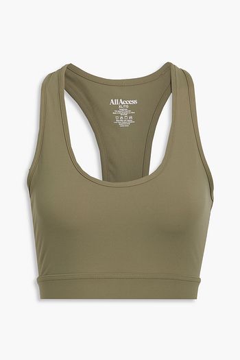 ALL ACCESS Chorus jacquard-trimmed metallic stretch sports bra